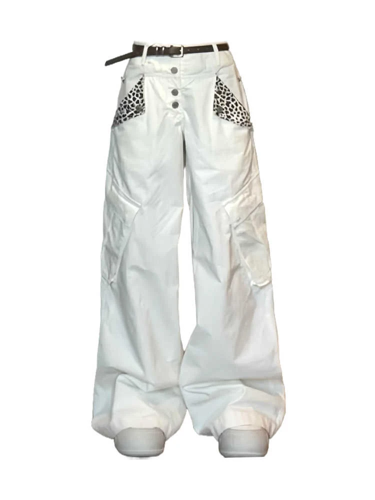 Women's Wide Fit Cargo Pants Y2k Baggy Long Trousers American Retro Grunge 2000s Cyber Punk Japanese Streetwear Harajuku Tide