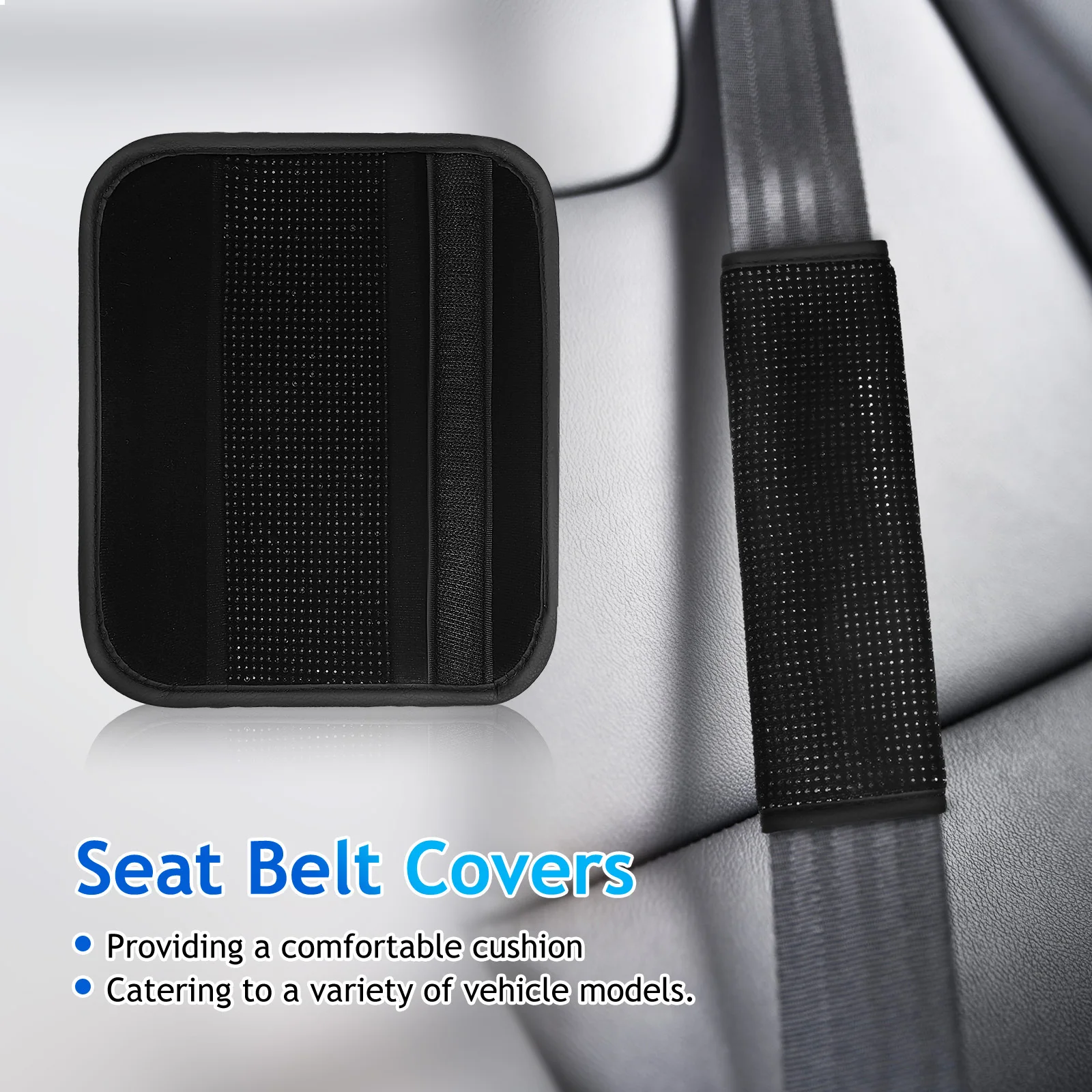 

2Pcs Bling Covers Shoulder Pad Microfiber Cushion Glamour Rhinestones Easy Install Bling Covers