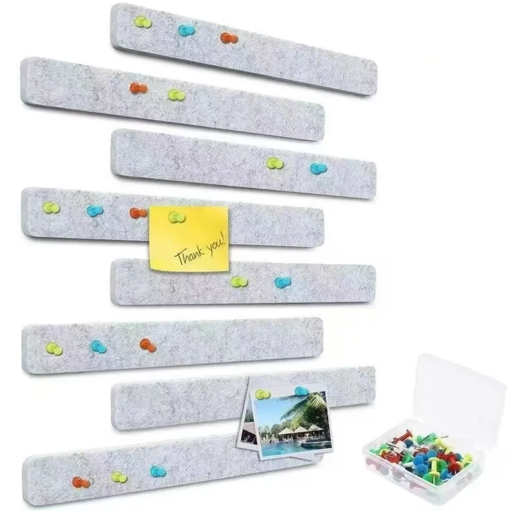 8PCS Polyester Fiber Felt Strip Practical Adhesive Tabs Included Wall Decor Sticker Decorative Felt Bulletin Board