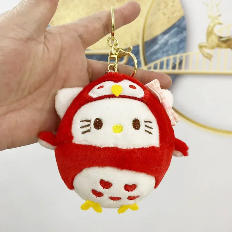 Sanrio Hello Kitty dush pendant cos ชุดนกฮูกน่ารัก Kuromi พวงกุญแจกระเป๋าเมโลดี้จี้ plushies ของเล่น Deco ของขวัญเด็กเล็กเด็กผู้หญิง