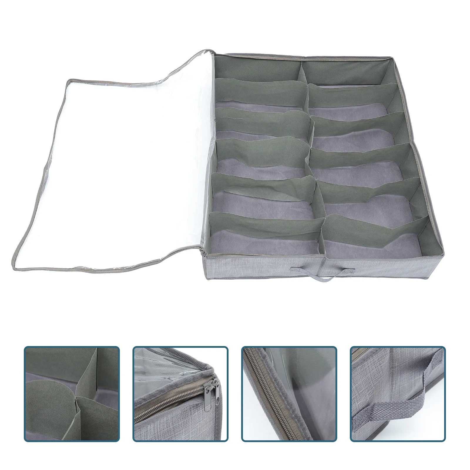 

1pc Shoe Storage Box Foldable Waterproof Dustproof Large Capacity Under Bed Organizer Multi-Grid Shoes Container