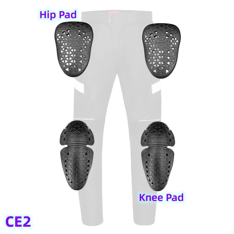 CE2 Motorcycle Armor Insert Set Back Shoulder Elbow Hip Knee Protector Anti-Shock Riding Protective Pad for Men Black/Yellow