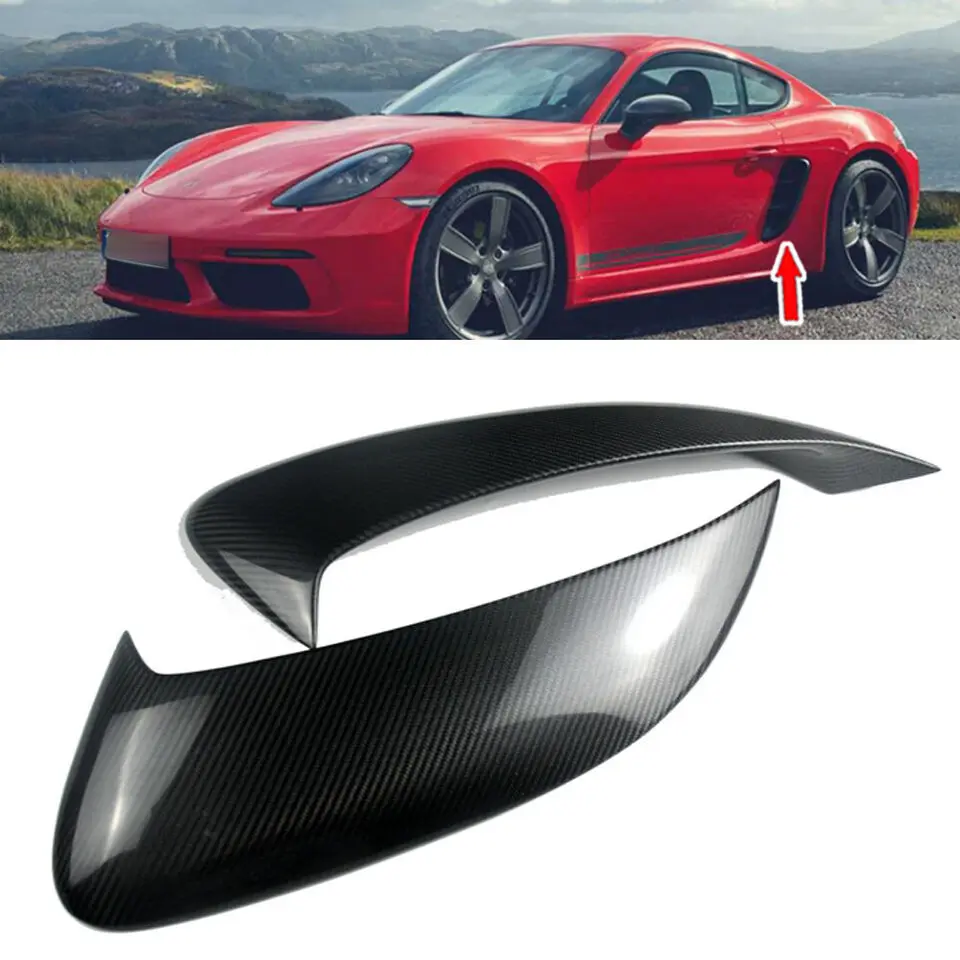 2PCS Carbon Fiber Car Side Fender Vent Air Cover For Porsche 718 Boxster Cayman 2016-2018