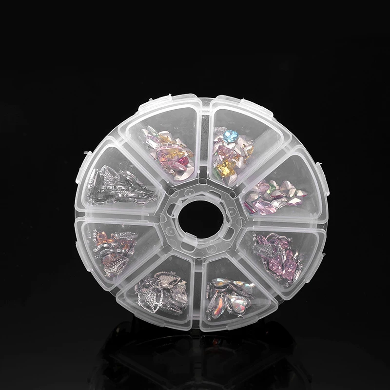 8 Grid Nail Art Decorations Storage Box Gems Empty Case Organizer Rhinestones Beads Slices Compartments Container