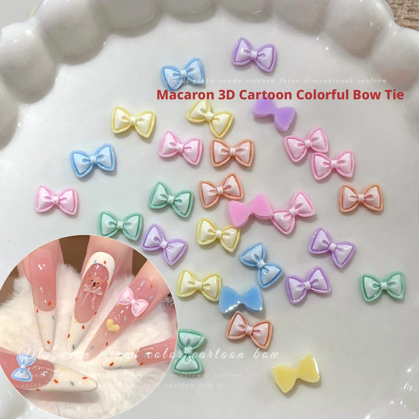 30/60/120 pcs Macaron Color Bow Nail Art Decoration Sweet 3D Resin Bowknot For DIY Manicure Salon Nail Accessories Supplies