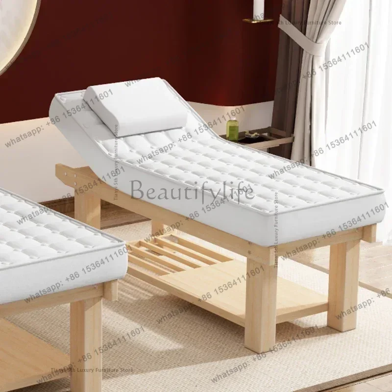 Factory Direct Sales Modern Simple Massage Beds Nordic Solid Wood Physiotherapy Knead Massage Tables Esthetician Spa Salon Furni