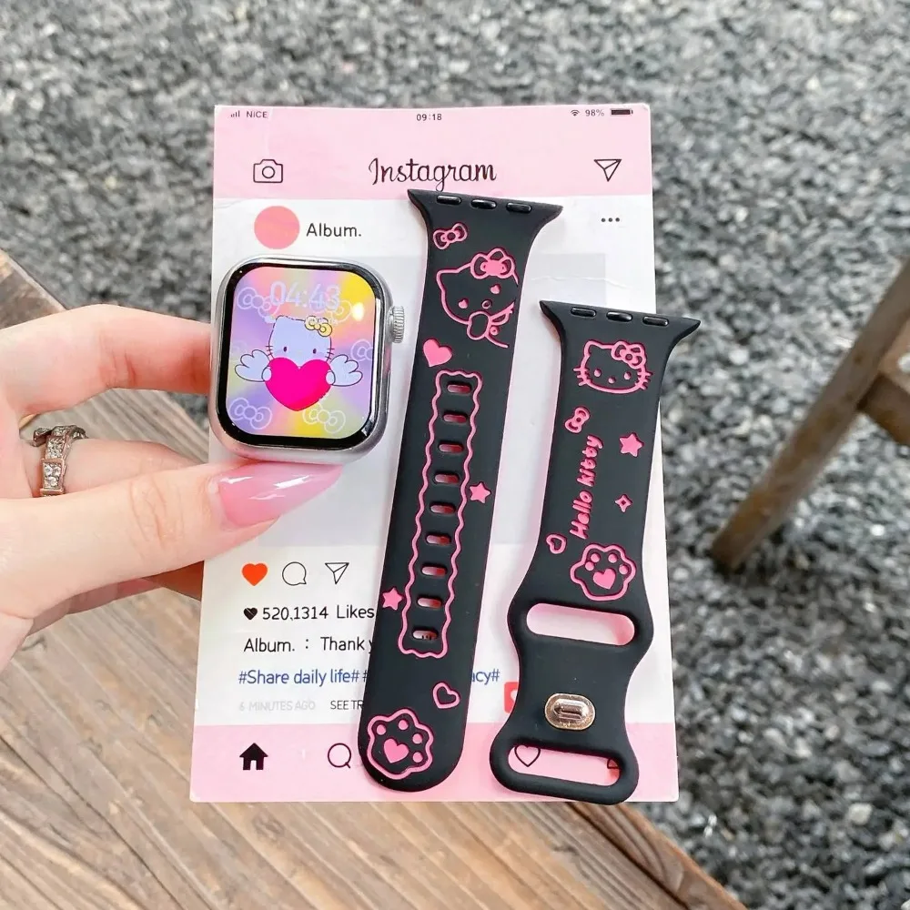 Cartoon Hello Kitty Girl Silicone Case Band for Apple Watch Cover Strap Series 11/10/9/8/7 40mm 41mm 42mm 44mm 45mm 46mm 49mm view 5