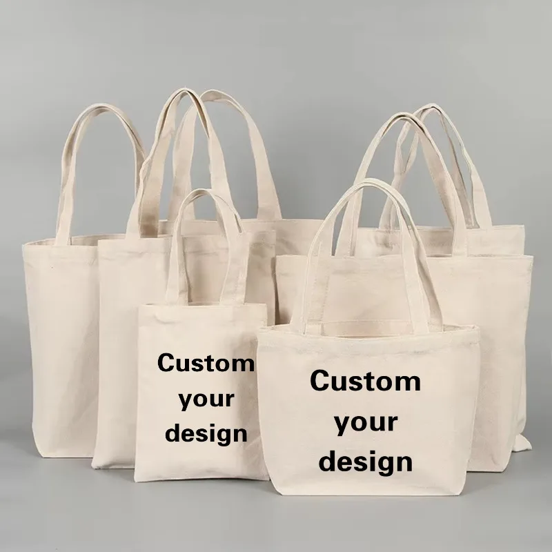 

20pcs Wholesale Customized Supplier Custom Cotton Canvas Packaging Storage Shopping Bag Women's Tote Bags With Handle