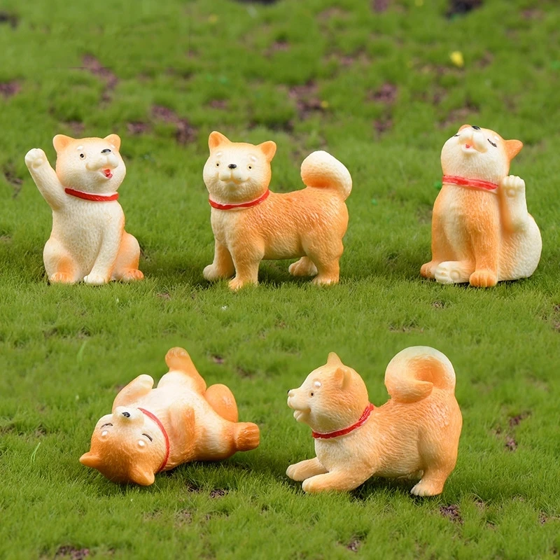 DIY Akitas Puppy Dog Bonsai Figurine Miniature Ornament Statue Fairy Garden Accessories Lawn Pot Dollhouse Decor Craft