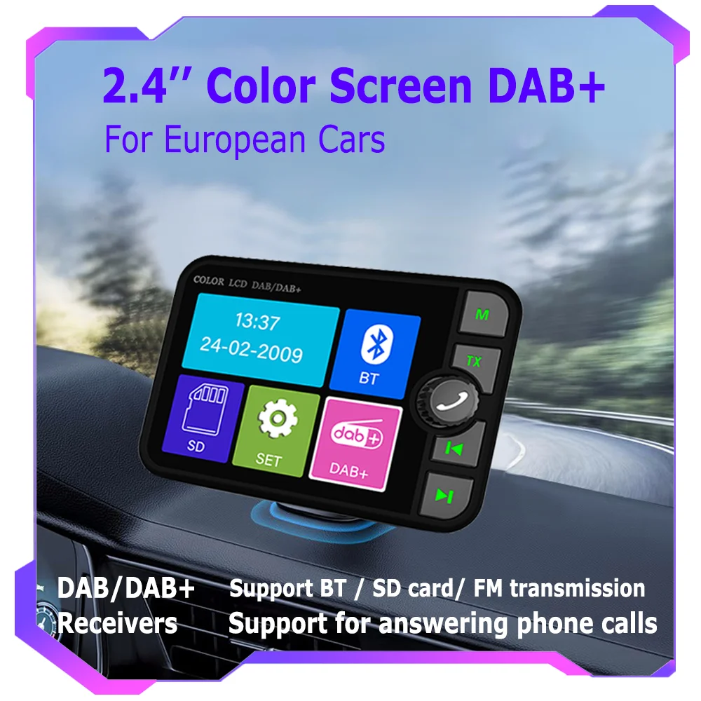 2.4-inch Color LCD DAB/DAB+ Radio Receiver Bluetooth-compatible MP3 Player FM Car Digital Signal Broadcasting For European Cars