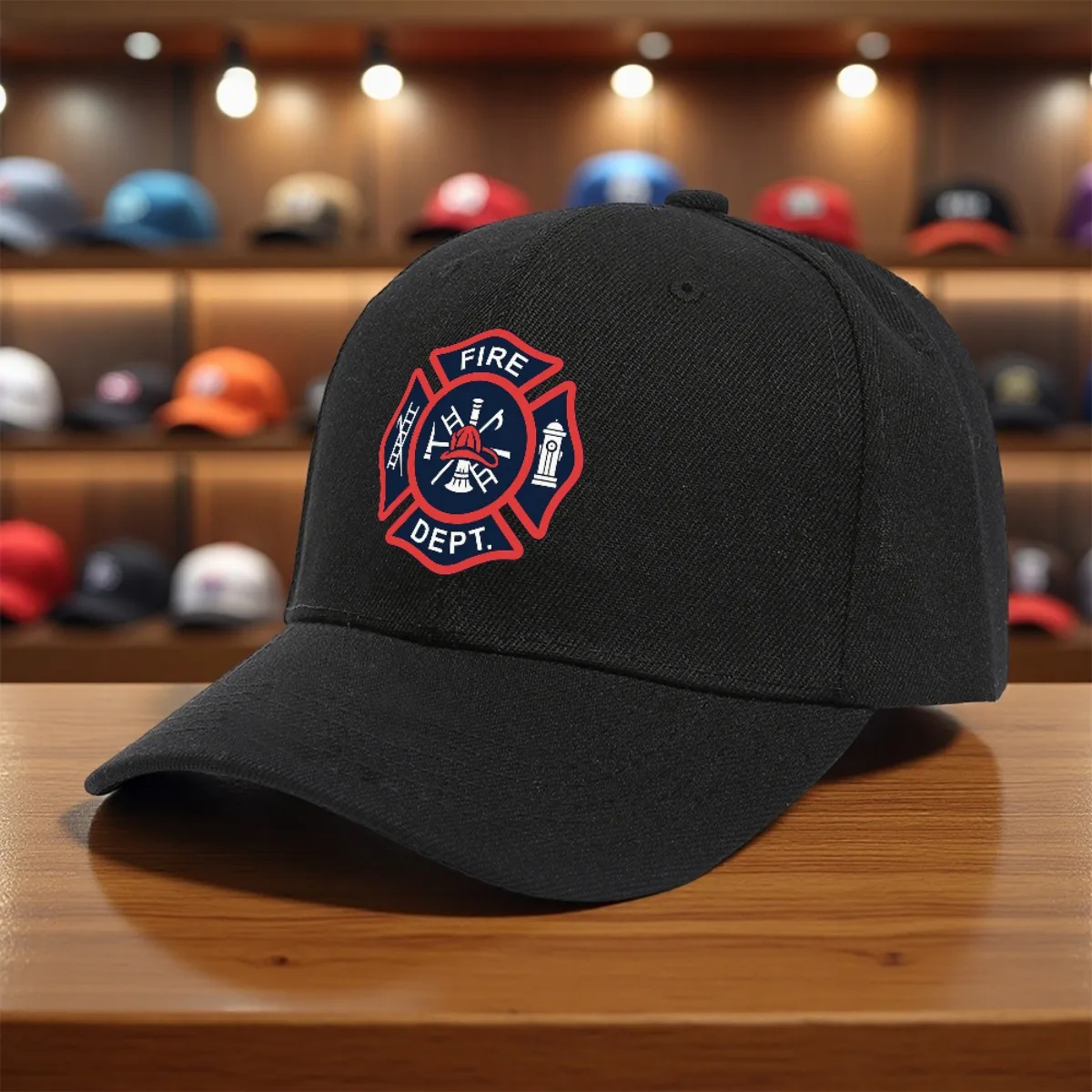 Firefighter Fire Departt Emblem Logo Dad Baseball Cap Trucker Hat Summer Hat Trendy Printing Polyester Breathable Adjustable Cou