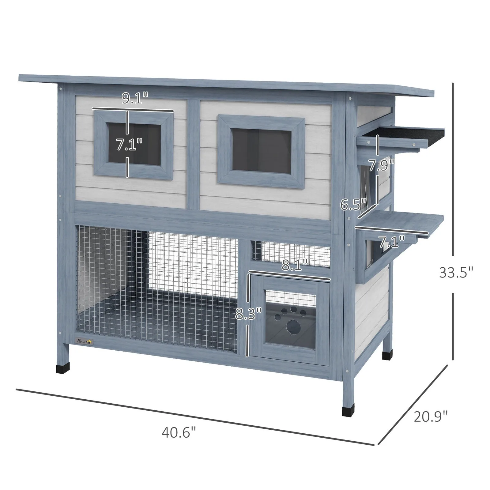 US 2 Tier Outdoor Cat House Weatherproof Cat Shelter with Escape Door