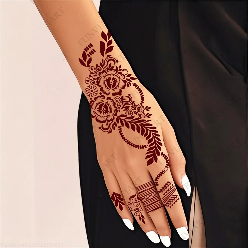 Reusable Flower Henna Stencil Hand Body Tattoo Template For Women Wedding Festival Body Makeup Painting Tool