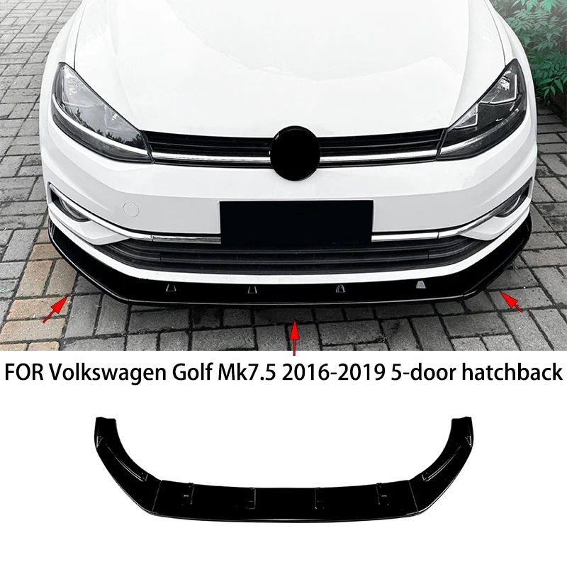 

ДЛЯ Volkswagen Golf Mk7.5 2016-2019 5-дверный хэтчбек черный ABS передний бампер спойлер сплиттеры крышка комплект кузова боковая юбка