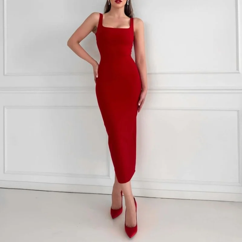 European and American style pure lust hottie suspender dress for women summer 2024 new design waist slimming long skirt