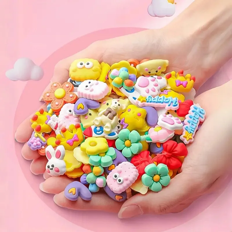 สติกเกอร์ยางนิ่มลายดอกไม้และสัตว์แบบ DIY 100 ชิ้น - อุปกรณ์เสริมงานฝีมือสำหรับเคสมือถือ ที่ใส่ดินสอ แก้วน้ำ และกิ๊บติดผม