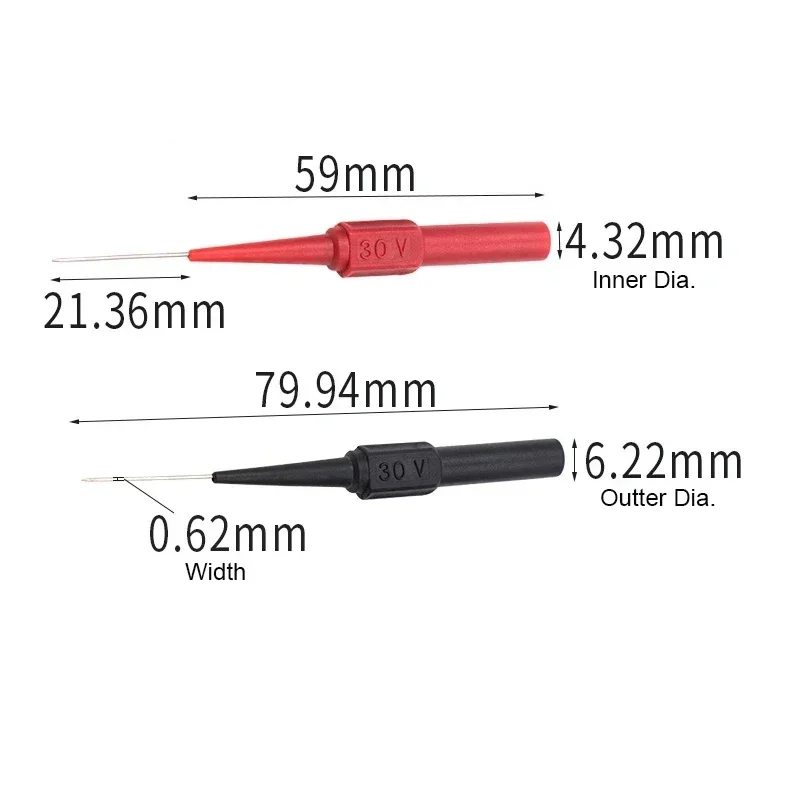 1-20PCs 30V Motorcycle Diagnostic Tools Multimeter Test Lead Extention Back Piercing Needle Tip Probes Car Test Probe Kit 0.7MM view 3