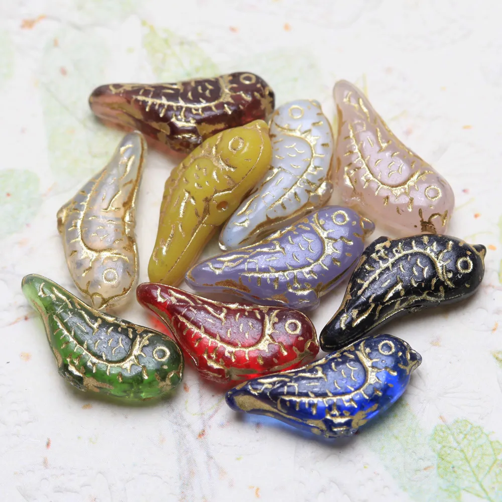 10PCS  Robin Bird Glazed Loose Beads for Jewelry Making Bracelets Necklace Charms Supplies DIY Glass Accessories 20*8mm image 2