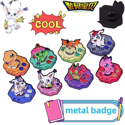 2026 New Japanese Anime Digimon Brooch, Cute Cartoon DIY Metal Enamel Pin, Creative Fashion Accessory for Clothes Backpack Bag