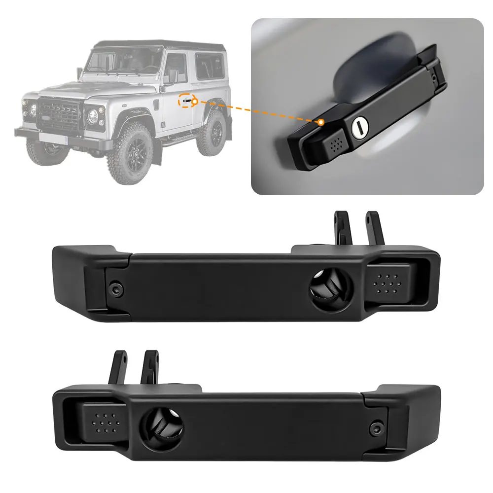 Black Aluminum Outside Door Handle Panel Pull Armrest Grab For LAND ROVER Defender 90 110 1990-2016 car Accessoriesi