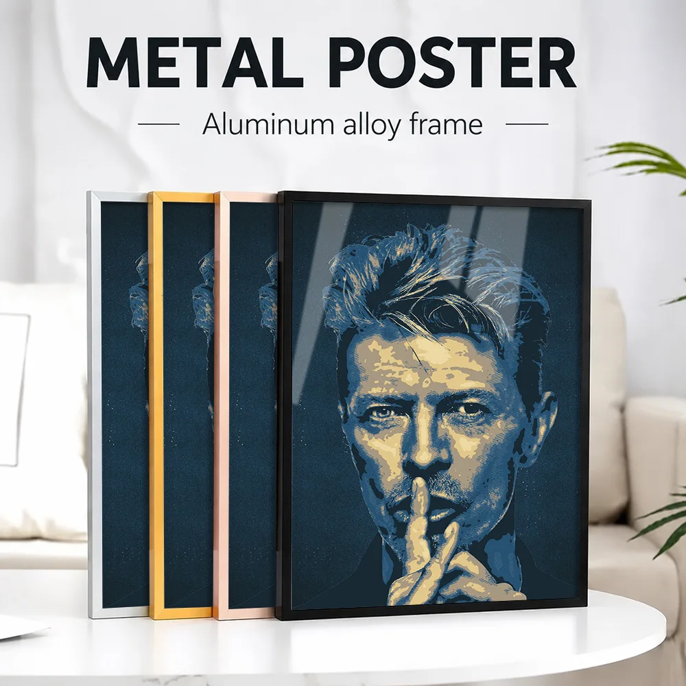 David Bowie Framed Aluminum Metal Poster Customized Photo Contemporary Stage Style Wall Art For Creative Studio Collector Gift
