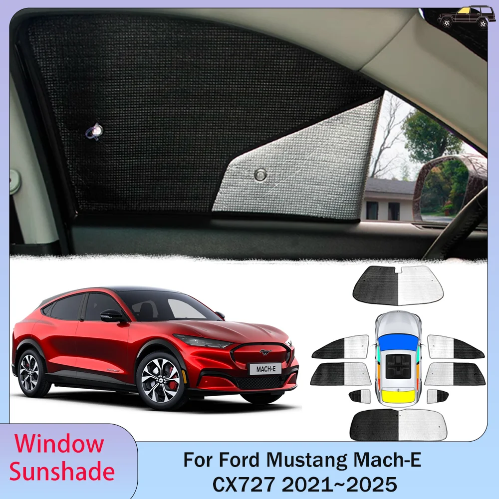 For Ford Mustang Mach-E CX727 2021~2025 2022 2023 Car Sunshade Side Window Windshield Sun Shade Protector Parasol Accessories