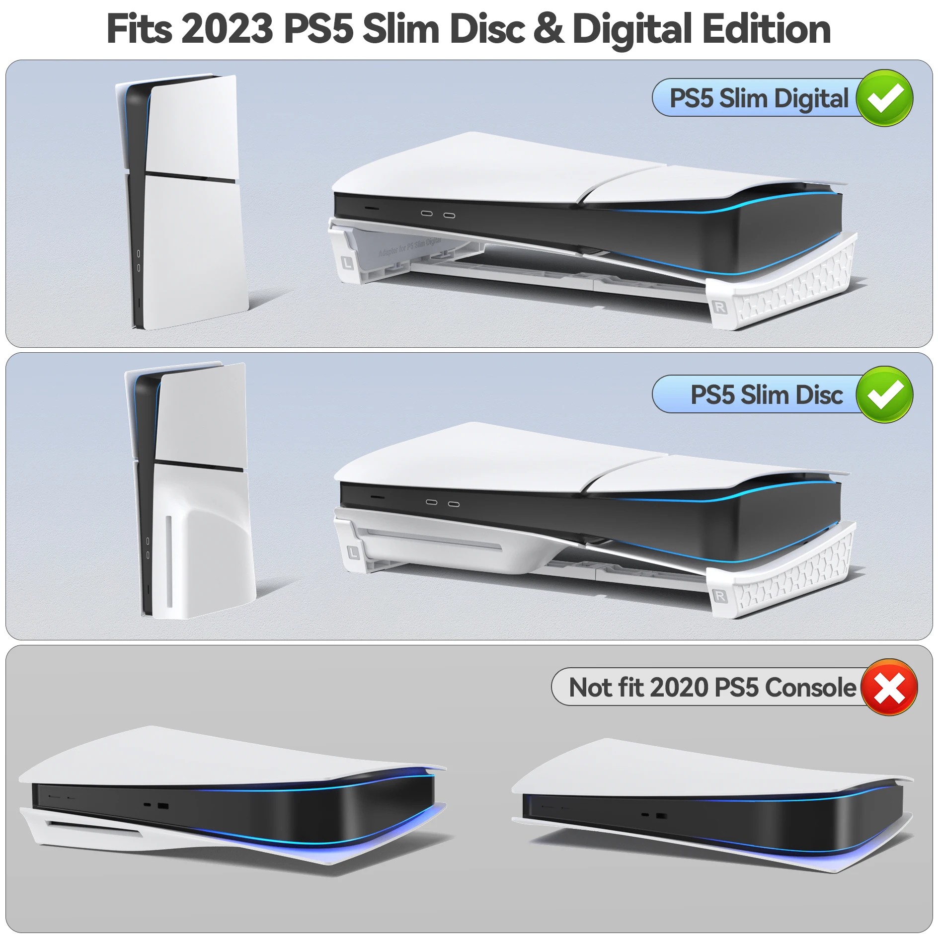 Для PS5 Тонкая горизонтальная подставка для дисков и цифровой консоли Slim Аксессуары База с модернизированными опорными стержнями Фото №2