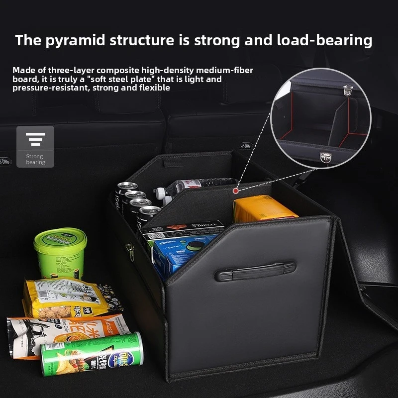 

Car trunk storage box, vehicle-mounted storage box, leather multifunctional folding storage box, car storage and organizing box