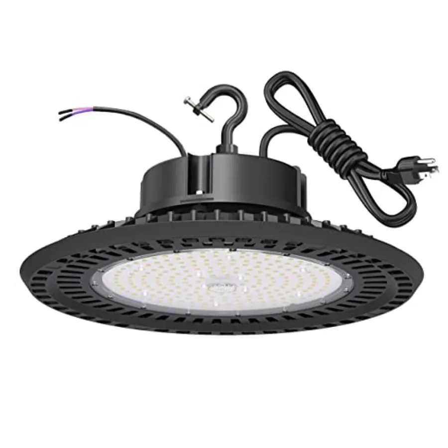 

UFO LED High Bay Light 0w 5000K 36000LM 0-0V Dimmable High Bay Led Shop Lights UL 5-Foot Cable IP65 Hook Mount Shop Lights for