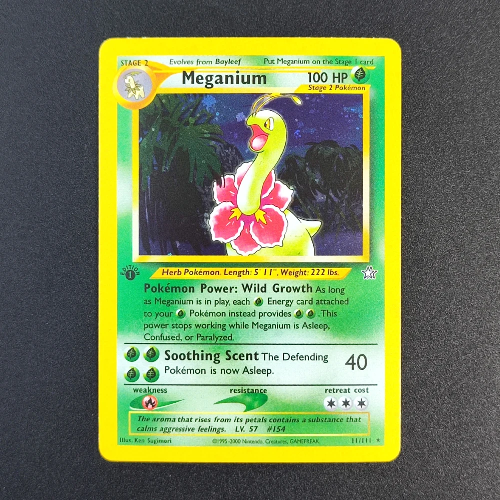 ذاتية الصنع الوكيل PTCG الإنجليزية نيو جينيسيس الطبعة الأولى Typhlosion Meganium Jumpluff هولو لعبة هواية جمع بطاقة لعبة