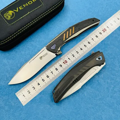 वेनम न्यू वॉर एक्स फोल्डिंग चाकू M398 ब्लेड टाइटेनियम + CF हैंडल आउटडोर कैम्पिंग शिकार उत्तरजीविता बचाव फल EDC टूल 10 best sales कुल्हाड़ी चाकू - №2