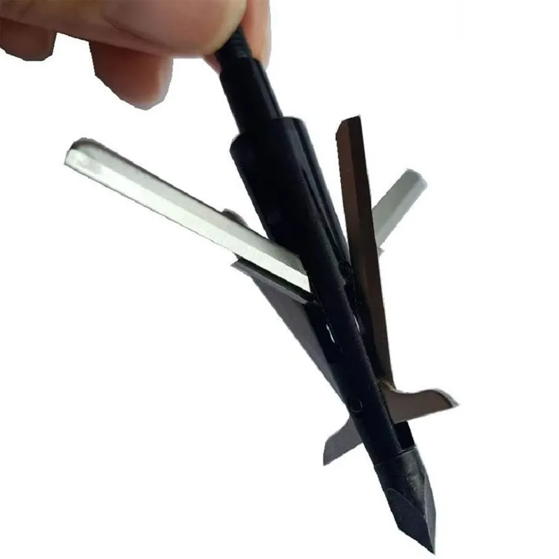 6PK Hunting Broadhead 100 Grain 4 Mechanical Blade for Compound Bows and Crossbows