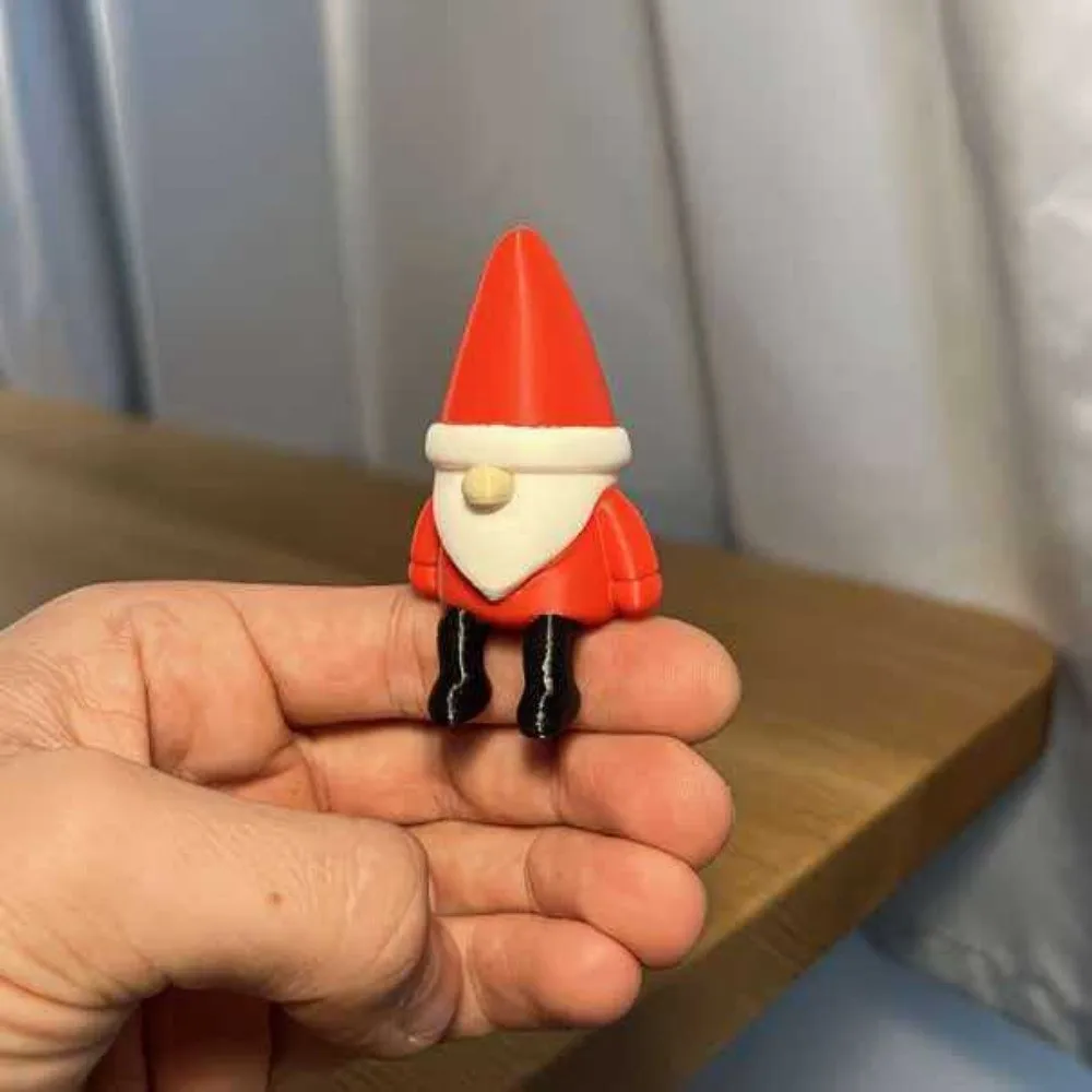 3D Printed Santa Claus Sitting Statue Sitting Posture Santa Ornament Cartoon Fade Resistant Plastic Dwarf Santa Claus Figurine