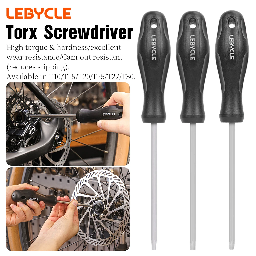 LEBYCLE Fahrrad-Torx-Schraubendreher-Set T10 T15 T20 T25 T27 T30 Schraubendreher mit Magnetspitze Fahrrad-Schlitzschraubendreher Reparaturwerkzeuge