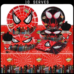 SpiderMan Anime Party Supplies Boys and Girls Birthday Party Paper Tableware Set Paper Plate Cup Napkins Baby Shower Decorations