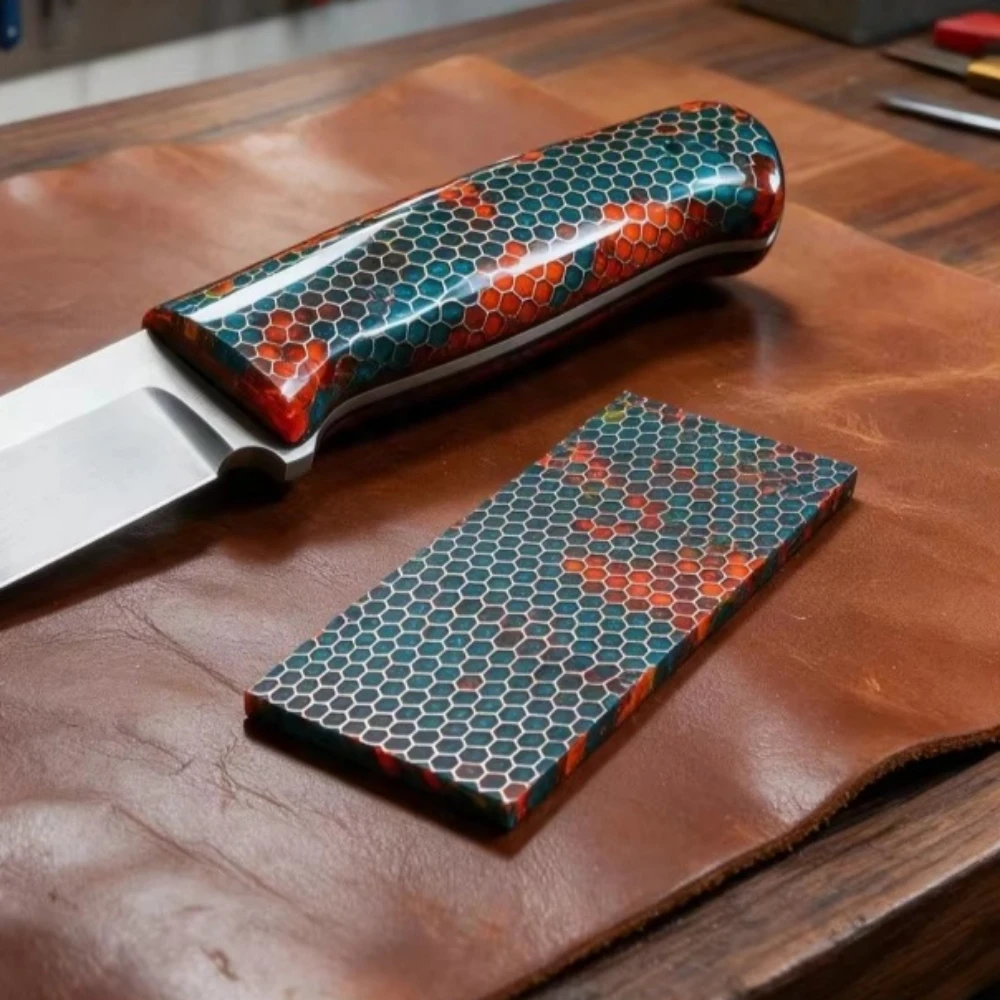 Knife Handle Reinforcement Accessories 1 PC Colorful Exquisite Snake Skin Honeycomb Pattern Resin 120X40X8MM Patch Materials