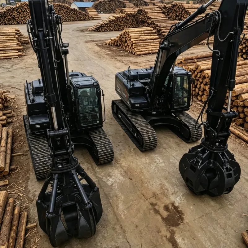 CustomizedExcavator Sorting Grapple Attachment 4 Claw Orange Peel Hydraulic Drive 360 Rotation