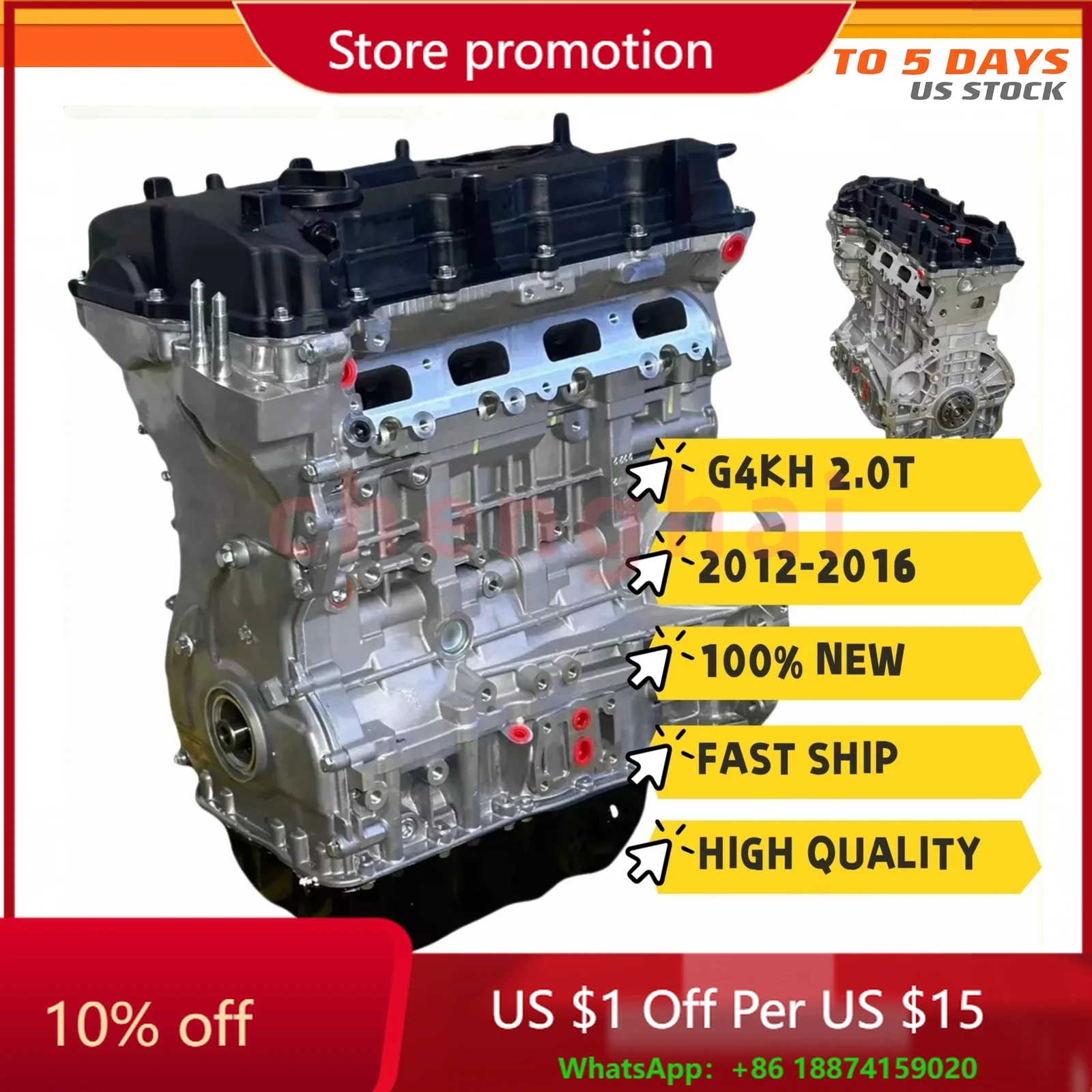 

Long Block Engine Assy For 2012-2016 Hyundai Sonata And Kia Models G4KH 2.0T GDI