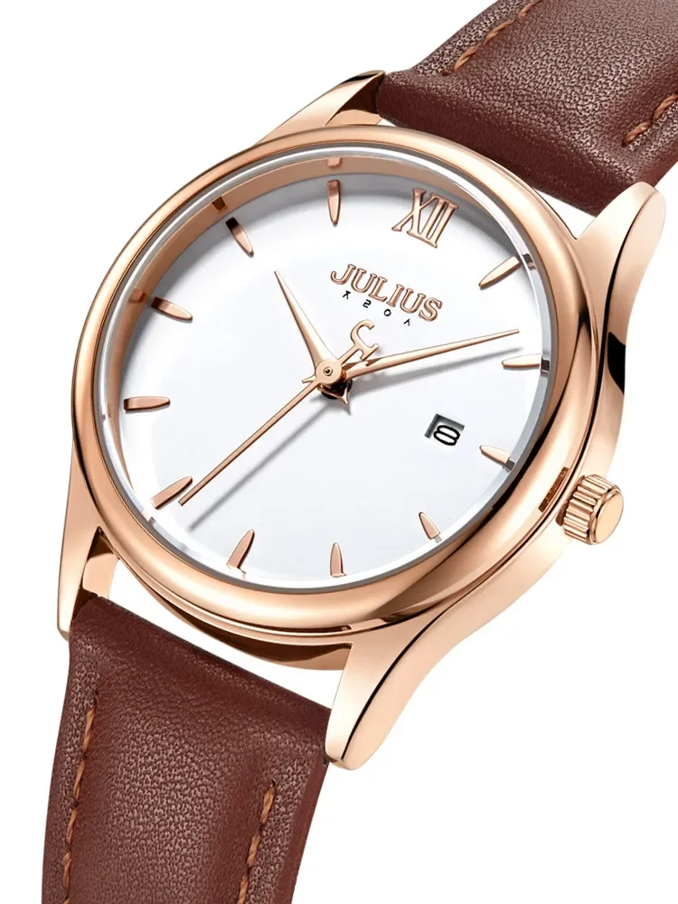 Julishi-Reloj sencillo de estilo coreano para hombre y mujer, accesorio de pulsera con calendario, estilo retro, ideal para regalo de San Valentín,