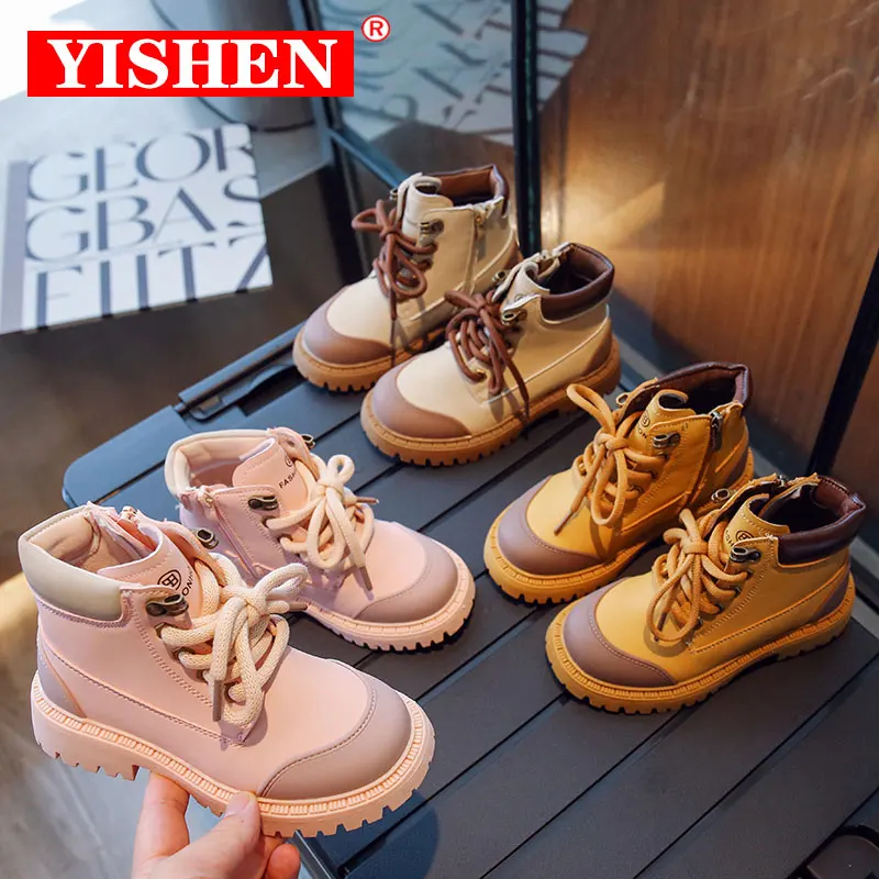 

YISHEN Martin Boots Kids Winter Children Shoes Warm Ankle Boots For Girls Boys Lace Up Toddlers Fashion Sneakers Botas Martin