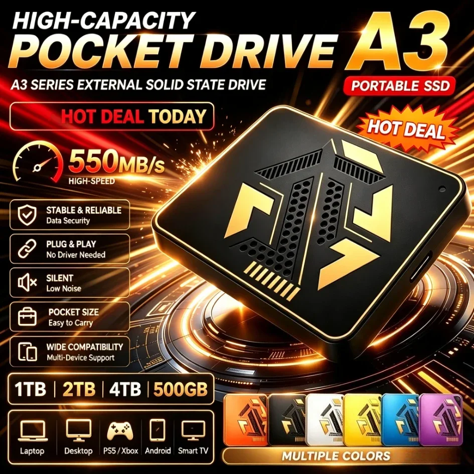 Original New 2.5" High-Speed Transfer A3 Series Elements External Hard Drive USB3.0  On-the-Go Portable HDD 1TB 2TB 4TB