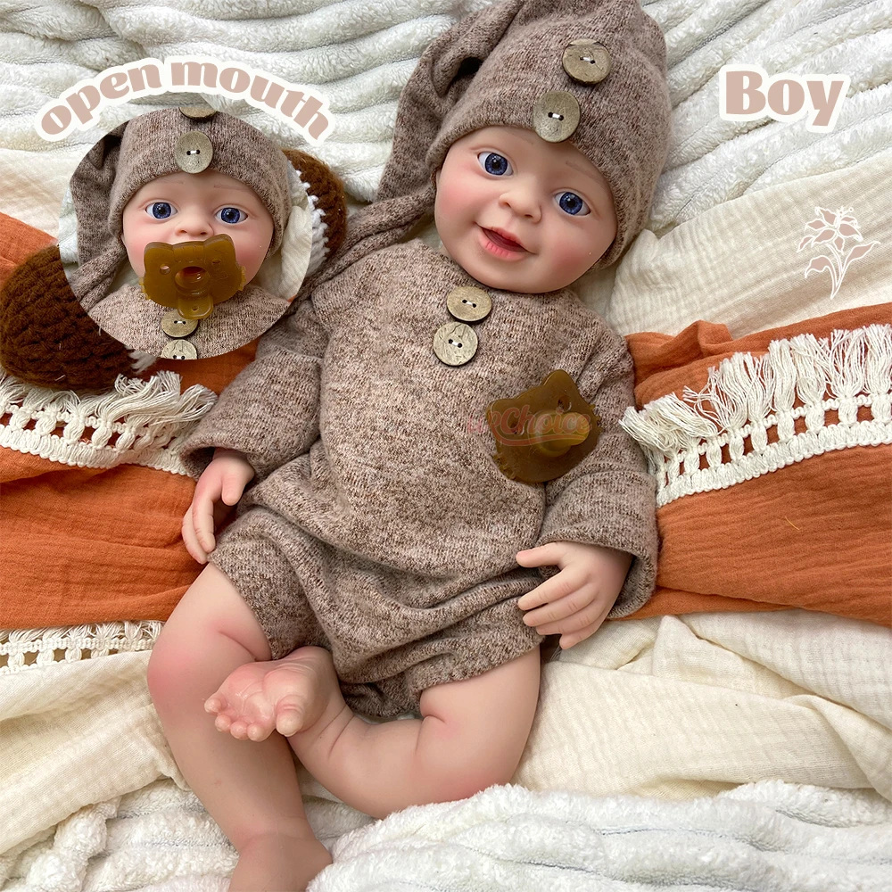 Washable 45CM Real Touch Silicone Reborn Baby Lifelike Skin Details Stretchable Handmade Early Education Play Toy Doll