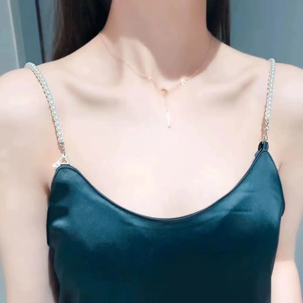 عدم الانزلاق اللؤلؤ أشرطة حمالات الصدر مثير خارج على الكتف للإزالة الملابس الداخلية حزام الكتف الزخرفية قابل للتعديل أشرطة حمالات الصدر استبدال #3