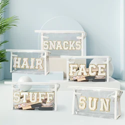 Makeup bag All white letters transparent pvc combination multi-size storage suitcase cosmetics rose simple holding bag  match