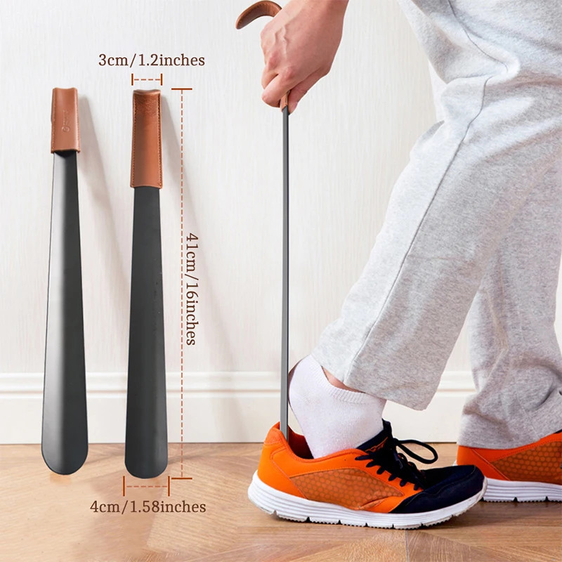 16-52CM Metal Shoe Horn Professional Long Handle Shoe Spoon Shoe Lifter Flexible Sturdy Slip Shoe Accessories Home Tools