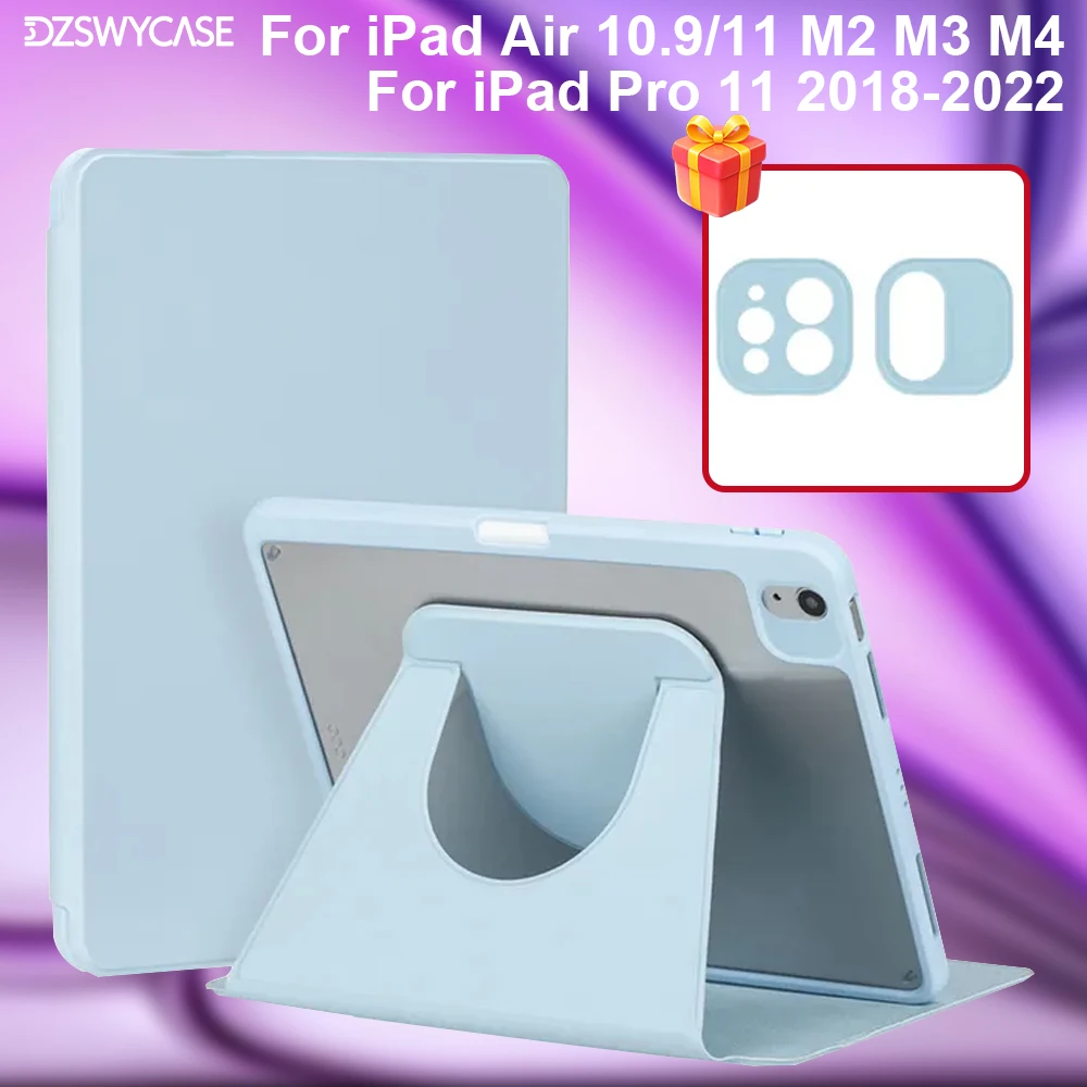 360 °   Drehbare Hülle für iPad Air 11 M2 M3 M4, Air 4. 5. Generation 10,9, Pro 11 1. 2. 3. 4. Generation 2018-2022, Mit Stifthalter-Abdeckung