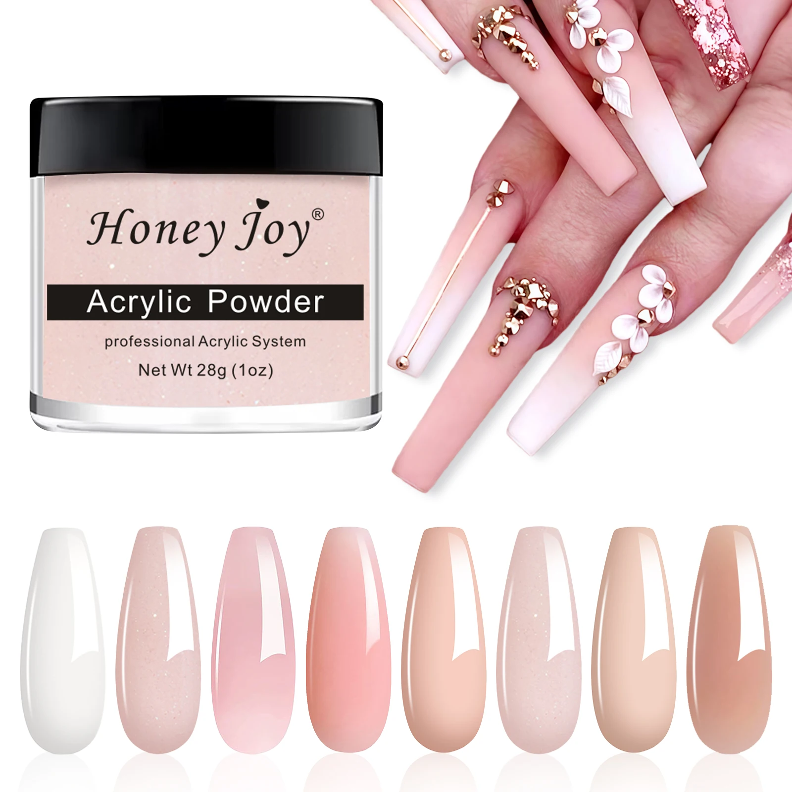 28 g/Box Acrylpulver, professionelles weißes, klares, rotes, nacktes Acryl-Nagel-Französisch-Maniküre-Pulver für die Acryl-Nagelverlängerung