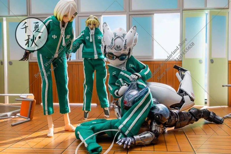 C-001 1/12 escala anime móvel terno menina traje casual versátil impresso chinês casaco calça conjunto caber 6in figura de ação