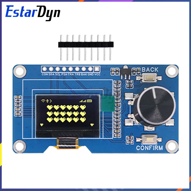 Estardyn Módulo OLED de 0,96 polegadas Branco/Azul/Amarelo Botão Azul EC11 Codificador Rotativo Interface IIC Tela LCD