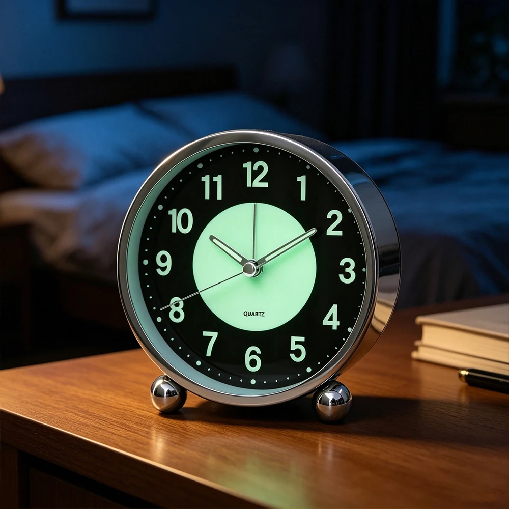 1pc Metal Alarm Clock, Minimalist European and American Ins-Style Luminous Clock, Silent Quartz Clock for Student Dorms, Availab